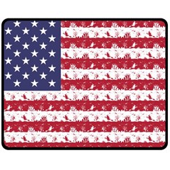 Usa Flag Halloween Holiday Nightmare Stripes Double Sided Fleece Blanket (medium)  by PodArtist