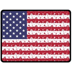 Usa Flag Halloween Holiday Nightmare Stripes Double Sided Fleece Blanket (large)  by PodArtist