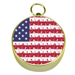 Usa Flag Halloween Holiday Nightmare Stripes Gold Compasses by PodArtist