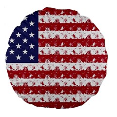 Usa Flag Halloween Holiday Nightmare Stripes Large 18  Premium Flano Round Cushions by PodArtist