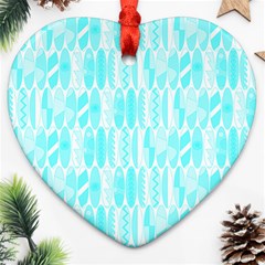 Aqua Blue Colored Waikiki Surfboards  Ornament (heart) by PodArtist