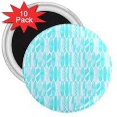 Aqua Blue Colored Waikiki Surfboards  3  Magnets (10 Pack)  by PodArtist