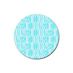 Aqua Blue Colored Waikiki Surfboards  Rubber Coaster (round)  by PodArtist