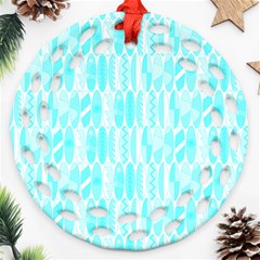 Aqua Blue Colored Waikiki Surfboards  Round Filigree Ornament (two Sides) by PodArtist