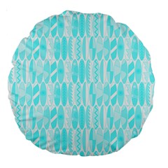 Aqua Blue Colored Waikiki Surfboards  Large 18  Premium Round Cushions by PodArtist