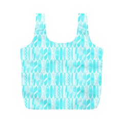 Aqua Blue Colored Waikiki Surfboards  Full Print Recycle Bag (m) by PodArtist