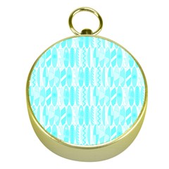 Aqua Blue Colored Waikiki Surfboards  Gold Compasses by PodArtist