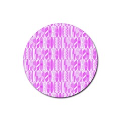 Bright Pink Colored Waikiki Surfboards  Rubber Round Coaster (4 Pack)  by PodArtist