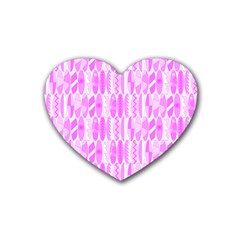 Bright Pink Colored Waikiki Surfboards  Rubber Coaster (heart)  by PodArtist