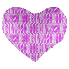 Bright Pink Colored Waikiki Surfboards  Large 19  Premium Heart Shape Cushions by PodArtist