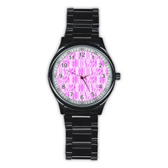 Bright Pink Colored Waikiki Surfboards  Stainless Steel Round Watch by PodArtist