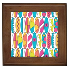 Mini Rainbow Colored Waikiki Surfboards  Framed Tiles