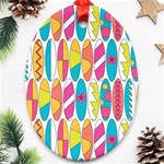 Mini Rainbow Colored Waikiki Surfboards  Ornament (Oval) Front