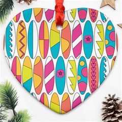 Mini Rainbow Colored Waikiki Surfboards  Ornament (Heart)