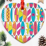 Mini Rainbow Colored Waikiki Surfboards  Ornament (Heart) Front