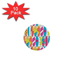 Mini Rainbow Colored Waikiki Surfboards  1  Mini Buttons (10 pack) 