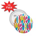 Mini Rainbow Colored Waikiki Surfboards  1.75  Buttons (10 pack) Front