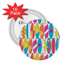 Mini Rainbow Colored Waikiki Surfboards  2.25  Buttons (10 pack) 