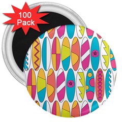 Mini Rainbow Colored Waikiki Surfboards  3  Magnets (100 pack)