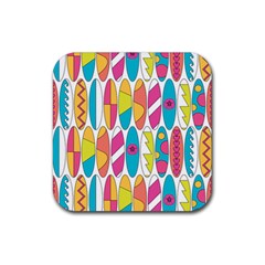 Mini Rainbow Colored Waikiki Surfboards  Rubber Coaster (Square) 