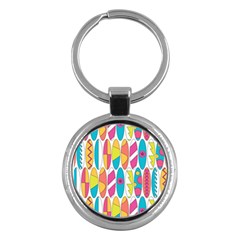 Mini Rainbow Colored Waikiki Surfboards  Key Chains (Round) 