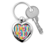 Mini Rainbow Colored Waikiki Surfboards  Key Chains (Heart)  Front