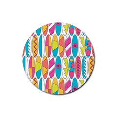 Mini Rainbow Colored Waikiki Surfboards  Rubber Coaster (Round) 