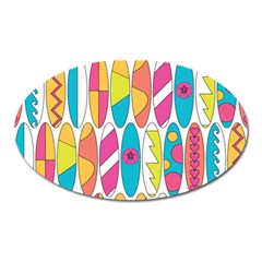 Mini Rainbow Colored Waikiki Surfboards  Oval Magnet