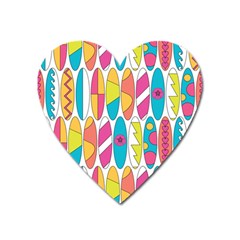 Mini Rainbow Colored Waikiki Surfboards  Heart Magnet