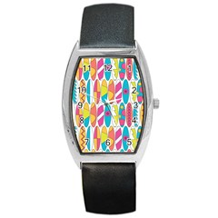 Mini Rainbow Colored Waikiki Surfboards  Barrel Style Metal Watch