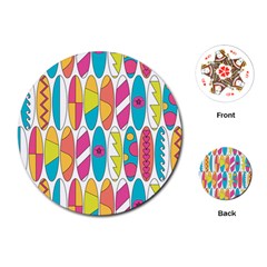 Mini Rainbow Colored Waikiki Surfboards  Playing Cards (round) by PodArtist