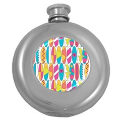 Mini Rainbow Colored Waikiki Surfboards  Round Hip Flask (5 oz)