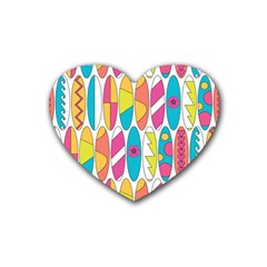 Mini Rainbow Colored Waikiki Surfboards  Rubber Coaster (Heart) 