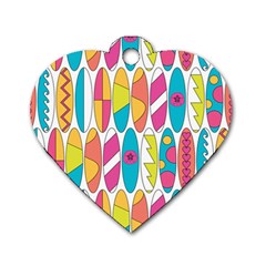 Mini Rainbow Colored Waikiki Surfboards  Dog Tag Heart (One Side)