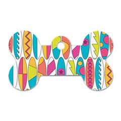 Mini Rainbow Colored Waikiki Surfboards  Dog Tag Bone (two Sides) by PodArtist