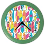 Mini Rainbow Colored Waikiki Surfboards  Color Wall Clock Front