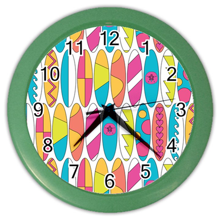 Mini Rainbow Colored Waikiki Surfboards  Color Wall Clock