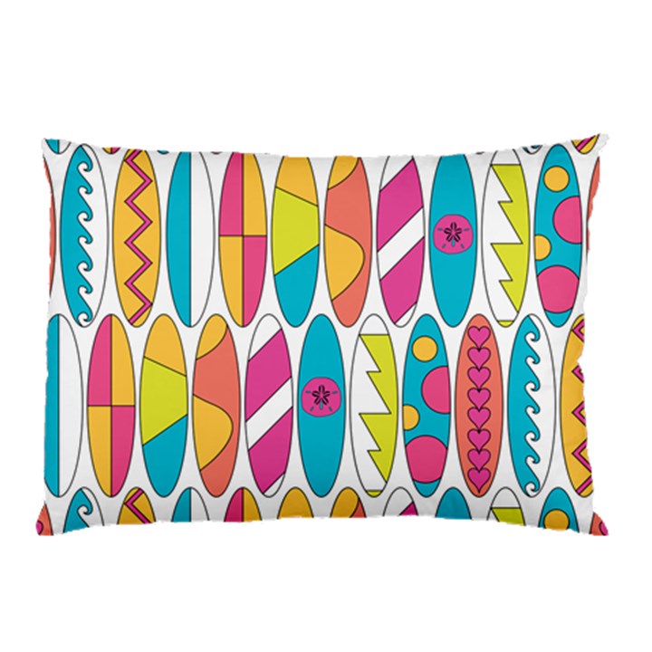 Mini Rainbow Colored Waikiki Surfboards  Pillow Case