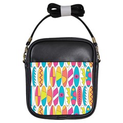 Mini Rainbow Colored Waikiki Surfboards  Girls Sling Bag by PodArtist