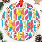 Mini Rainbow Colored Waikiki Surfboards  Ornament (Round Filigree) Front