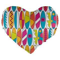 Mini Rainbow Colored Waikiki Surfboards  Large 19  Premium Heart Shape Cushions