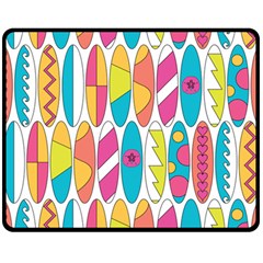 Mini Rainbow Colored Waikiki Surfboards  Double Sided Fleece Blanket (Medium) 