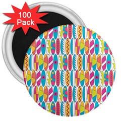 Rainbow Colored Waikiki Surfboards  3  Magnets (100 Pack) by PodArtist