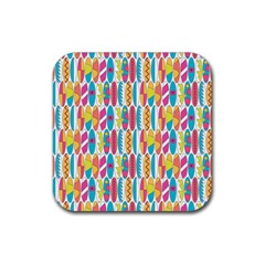 Rainbow Colored Waikiki Surfboards  Rubber Coaster (square)  by PodArtist