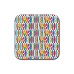 Rainbow Colored Waikiki Surfboards  Rubber Coaster (Square)  Front