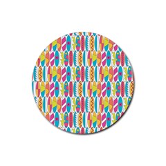 Rainbow Colored Waikiki Surfboards  Rubber Coaster (round)  by PodArtist