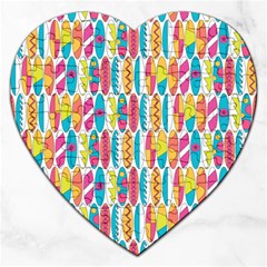 Rainbow Colored Waikiki Surfboards  Jigsaw Puzzle (heart) by PodArtist