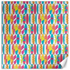 Rainbow Colored Waikiki Surfboards  Canvas 12  X 12  by PodArtist