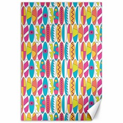 Rainbow Colored Waikiki Surfboards  Canvas 12  X 18  by PodArtist