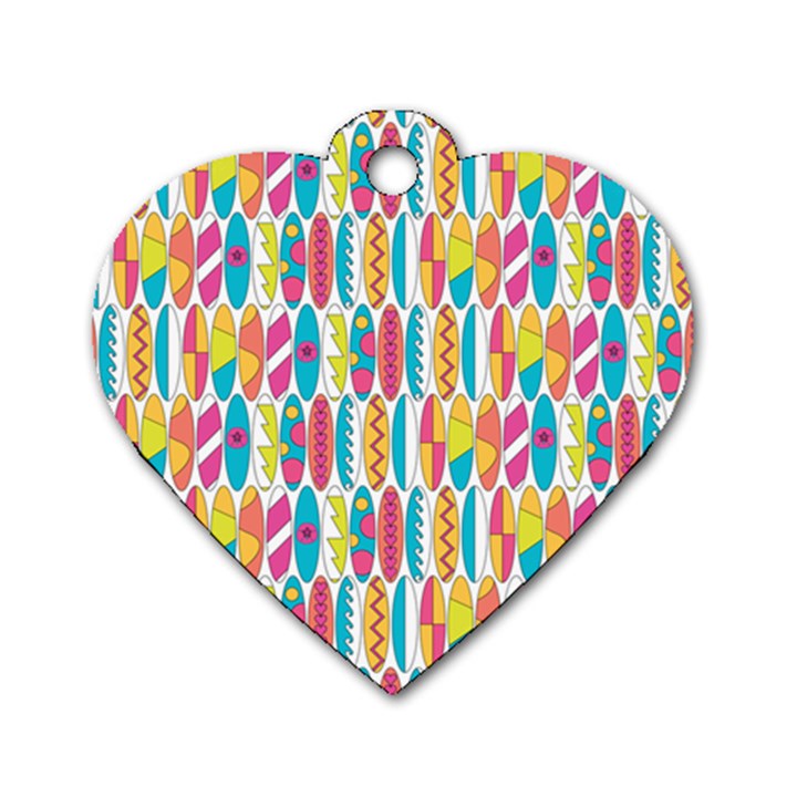 Rainbow Colored Waikiki Surfboards  Dog Tag Heart (Two Sides)